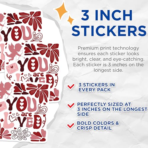 (3 Pack) You are Loved Decals - Valentines Day Decor - Laptop Decal Sticker - 3 Inches On Longest Side - Easy Peel & Apply - Made in USA - 3MCS2396