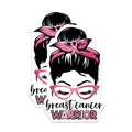 (2 Pack) Breast Cancer Warrior Magnets - Pink Ribbon Awareness - Messy Bun Survivor Support Hope - 5 Inches On Longest Side - Thick Durable Magnet - Made in USA - MAG37169