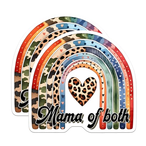 (2 Pack) Mama of Both Stickers - Rainbow Heart - Mom Pride Decals - 5" On Longest Side - Sticks to Smooth Flat Surfaces - Made in USA - BMCS8190