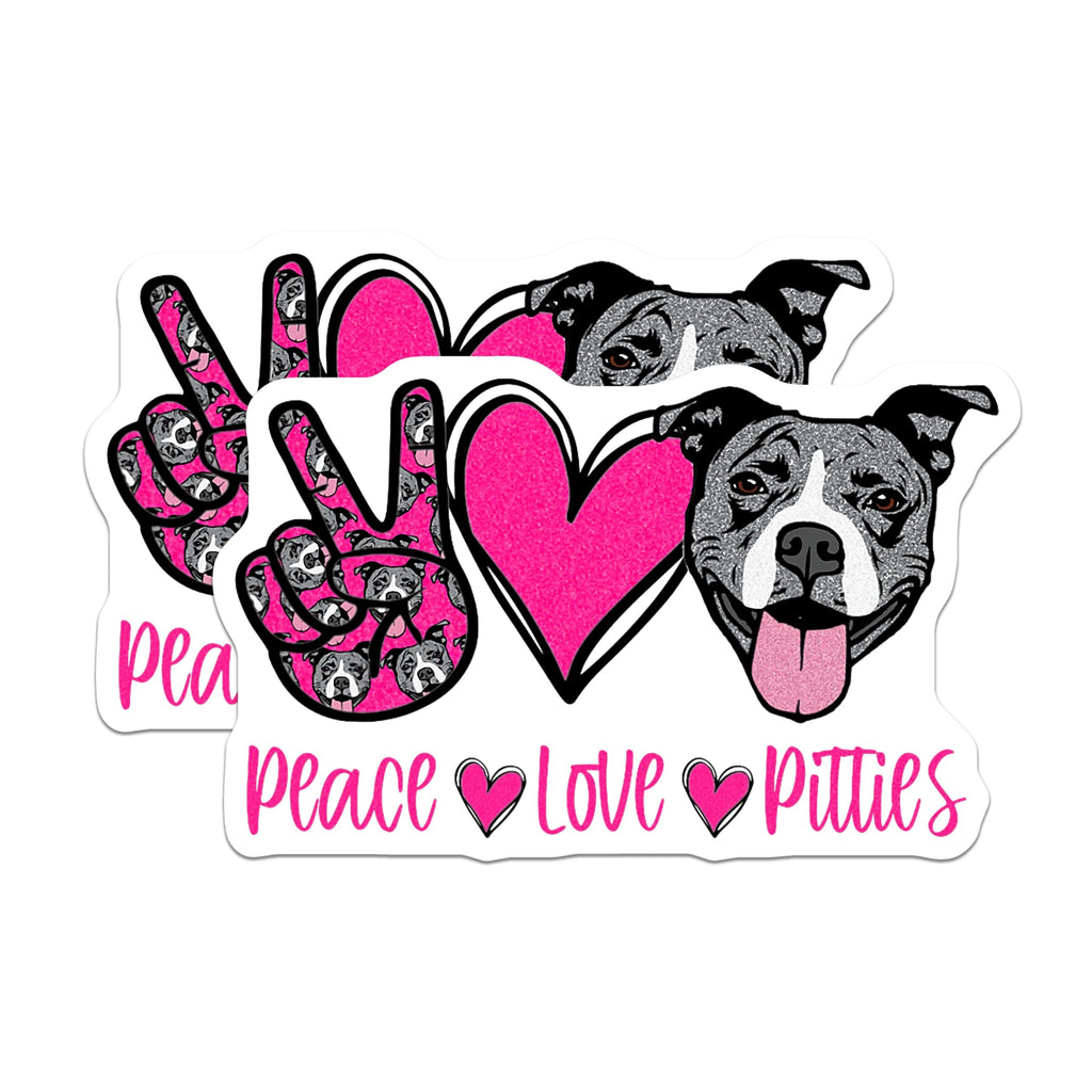 (2 Pack) Peace Love Pitties Magnets - Pit Bull Dog Lover - Bully Breed Decor - Pitbull Mom Accessories - Cute Dog Magnets - 5 Inches On Longest Side - Thick Durable Magnet - Made in USA - MAG26335