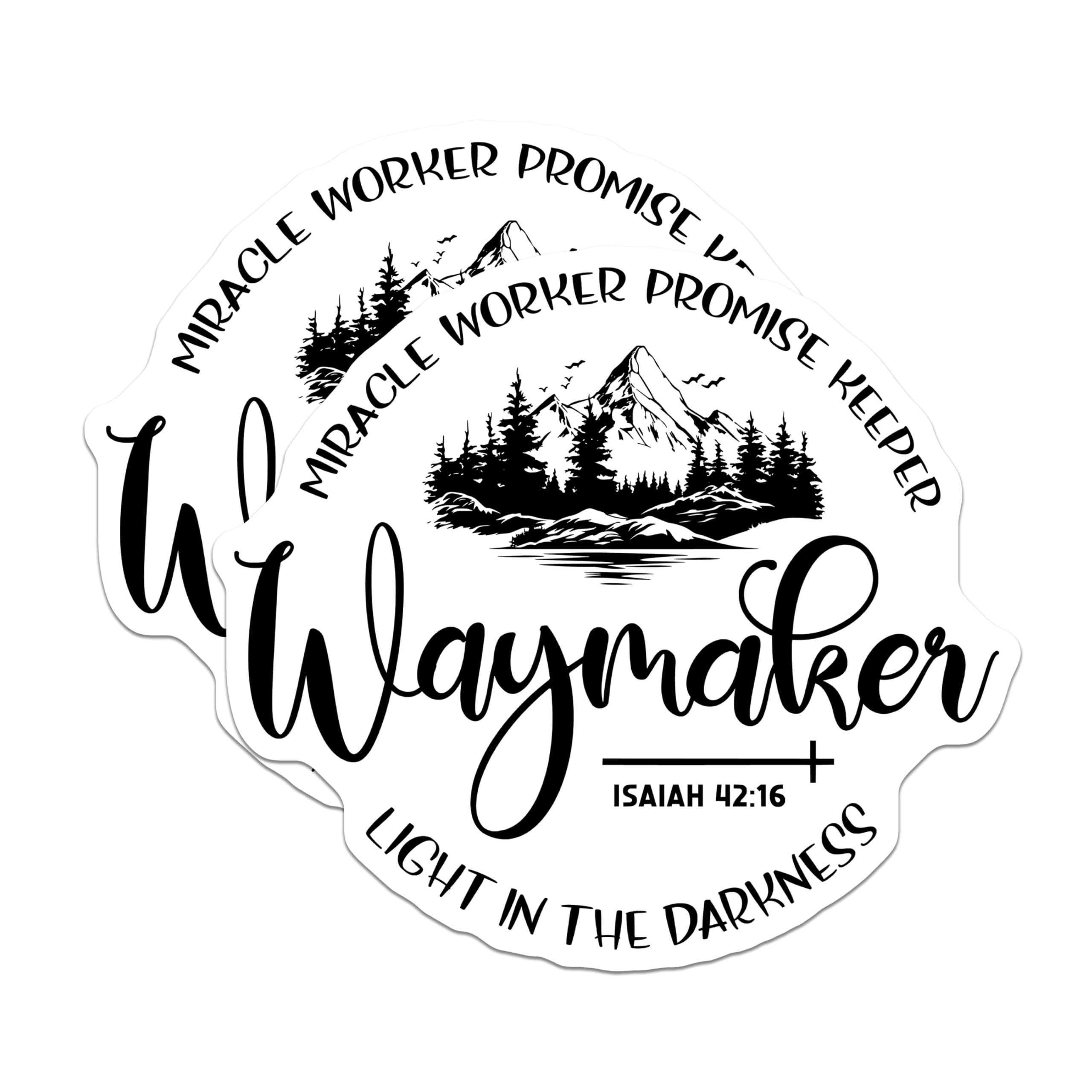 (2 Pack) Waymaker Isaiah 42:16 Stickers - Miracle Worker Promise Keeper - Light in The Darkness - 5" On Longest Side - Sticks to Smooth Flat Surfaces - Made in USA - BMCS6320
