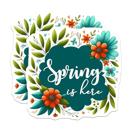 (2 Pack) Spring is Here Magnets - Floral Decoration - Blooming Season - 5" On Longest Side - for Cars, Fridges, Toolboxes - Made in USA - MAG7995