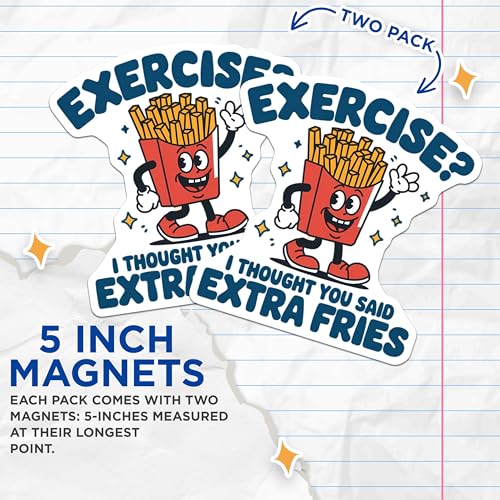 (2 Pack) Cute Kitchen Decor Magnet - 5" On Longest Side - Sticks to Smooth Flat Surfaces - Made in USA - MAG9597