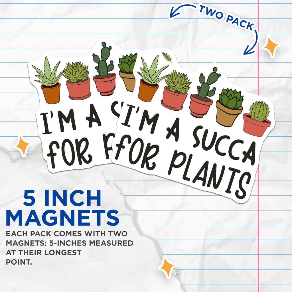 (2 Pack) Succulents Plants Magnets - Plant Lover Decor - Cactus Refrigerator Magnets - 5" On Longest Side - Premium Magnet - for Cars, Refrigerators, Toolboxes, Lockers - Made in USA - MAG17191