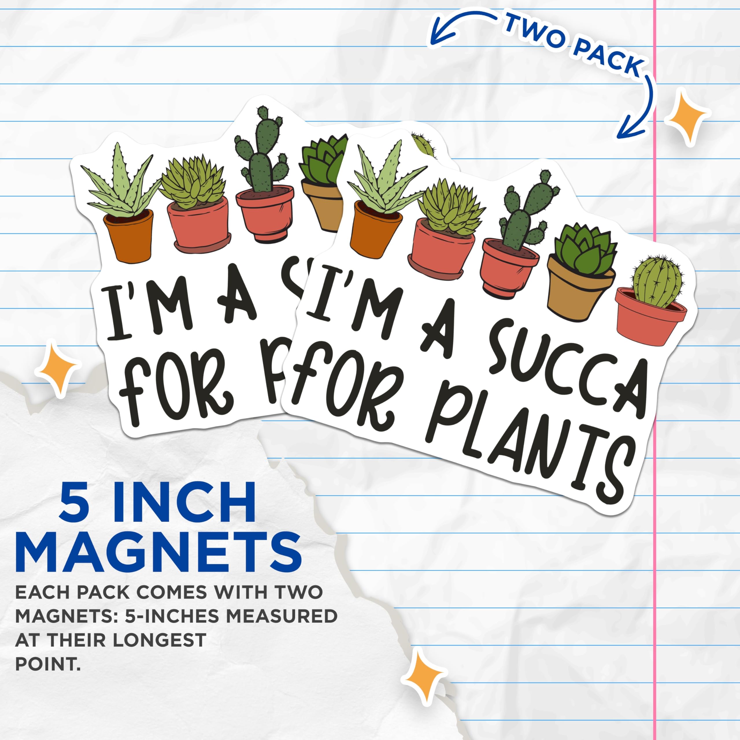 (2 Pack) Succulents Plants Magnets - Plant Lover Decor - Cactus Refrigerator Magnets - 5" On Longest Side - Premium Magnet - for Cars, Refrigerators, Toolboxes, Lockers - Made in USA - MAG17191