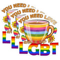 (3 Pack) LGBT Decals - Love and Coffee - Pride Rainbow Cup Decals - 3 Inches On Longest Side - Easy Peel & Apply - Made in USA - 3MCS7960
