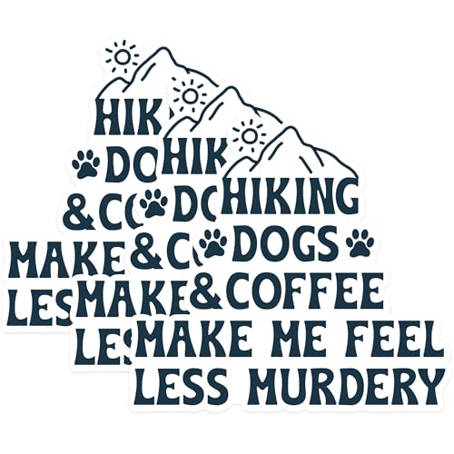 (3 Pack) Hiking Dogs Coffee Decals - Funny Sarcastic Saying - Laptop Decal - 3 Inches On Longest Side - Easy Peel & Apply - Made in USA - 3MCS1364