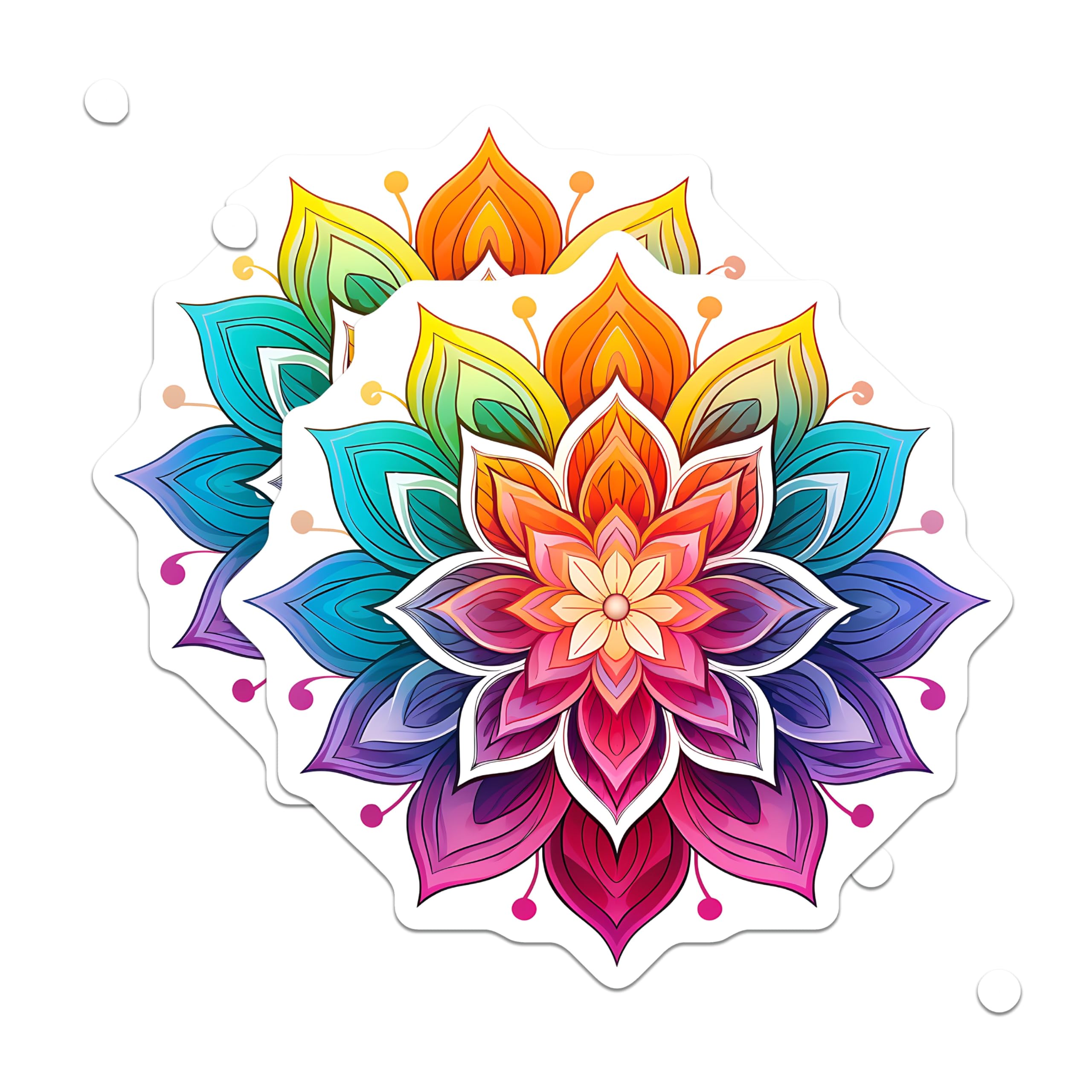 (2 Pack) Rainbow Mandala Magnets - Vibrant Floral Meditation Art - Spiritual Bohemian Decor - Yoga Inspiration - Home Accent - 5 Inches On Longest Side - Thick Durable Magnet - Made in USA - MAG21361