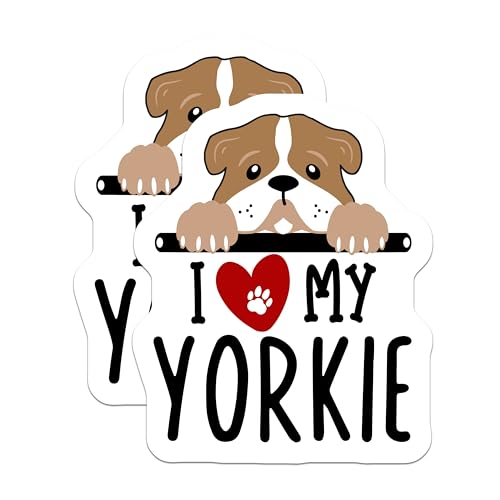 (2 Pack) I Love My Yorkie Magnets - Dog Lover - Cute Dog Magnet - 5" On Longest Side - for Cars, Fridges, Toolboxes - Made in USA - MAG4298