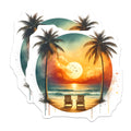 (2 Pack) Beach Scene Magnets - Palm Tree Ocean View - Coastal Decor Magnets - 5" On Longest Side - Premium Magnet - for Cars, Refrigerators, Toolboxes, Lockers - Made in USA - MAG16380
