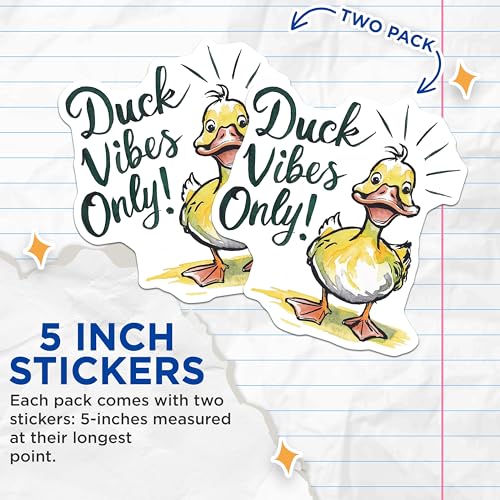 (2 Pack) Funny Duck Stickers - 5" On Longest Side - Sticks to Smooth Flat Surfaces - Made in USA - BMCS8480 - BMCS8480