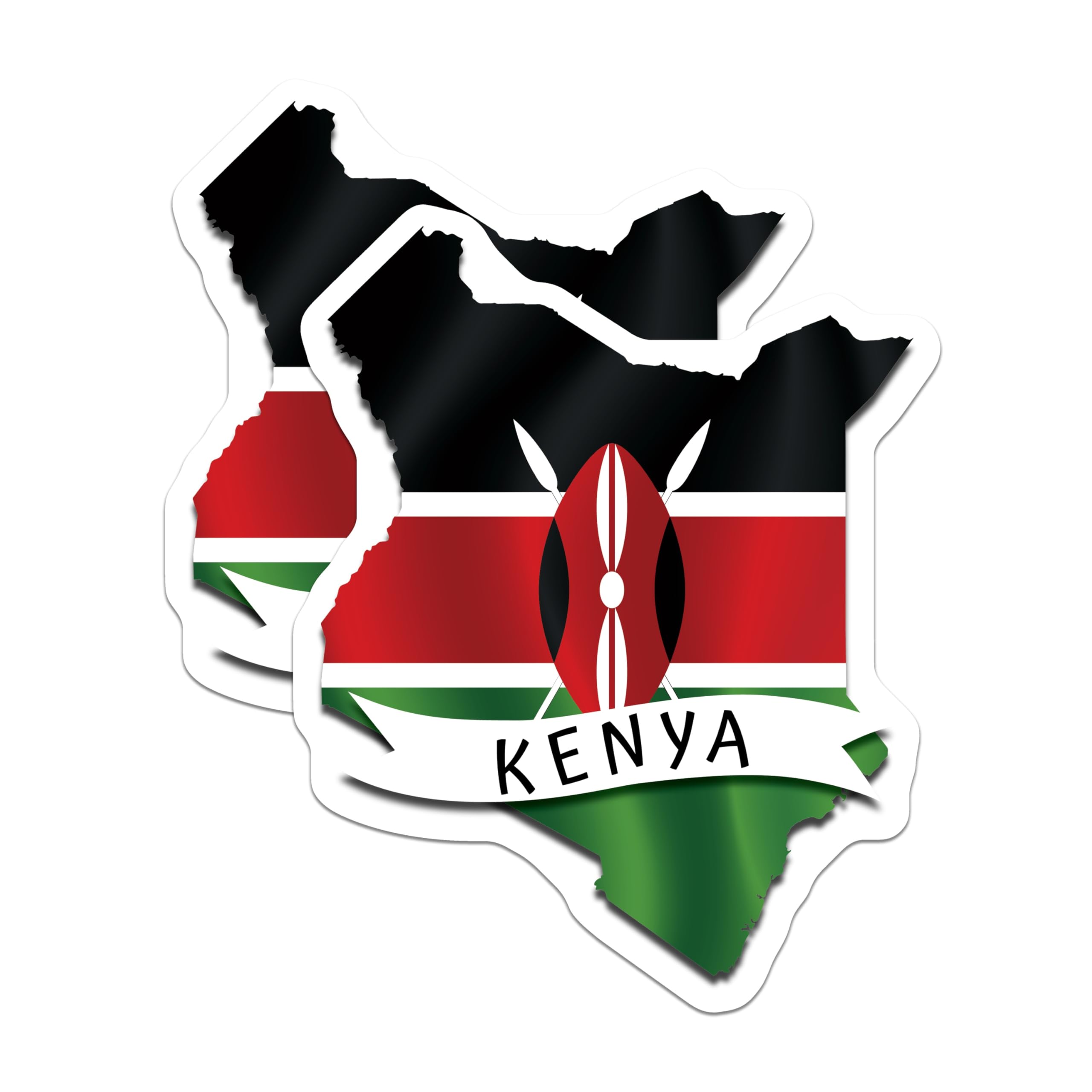 (2 Pack) Kenya Flag Magnets - African Country - Travel Souvenir Decor - 5" On Longest Side - Premium Magnet - for Cars, Refrigerators, Toolboxes, Lockers - Made in USA - MAG18718