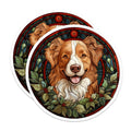 (2 Pack) Australian Shepherd Magnets - Stained Glass Dog Art - Christmas Pet Decor - 5 Inches On Longest Side - Thick Durable Magnet - Made in USA - MAG23390