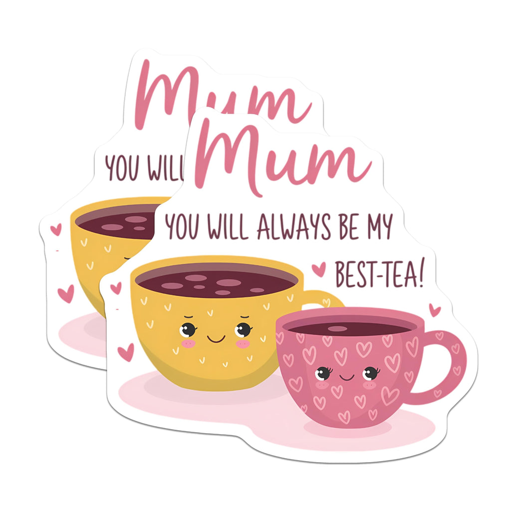 (2 Pack) Mum Best Tea Magnets - Mother's Day Refrigerator Decor - Teacup Pun Mom Appreciation - Cute Kitchen Magnets - 5 Inches On Longest Side - Thick Durable Magnet - Made in USA - MAG21813