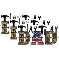 (3 Pack) Dad Tools Decals - Camo Dad - American Flag Father Decal - 3 Inches On Longest Side - Easy Peel & Apply - Made in USA - 3MCS7413
