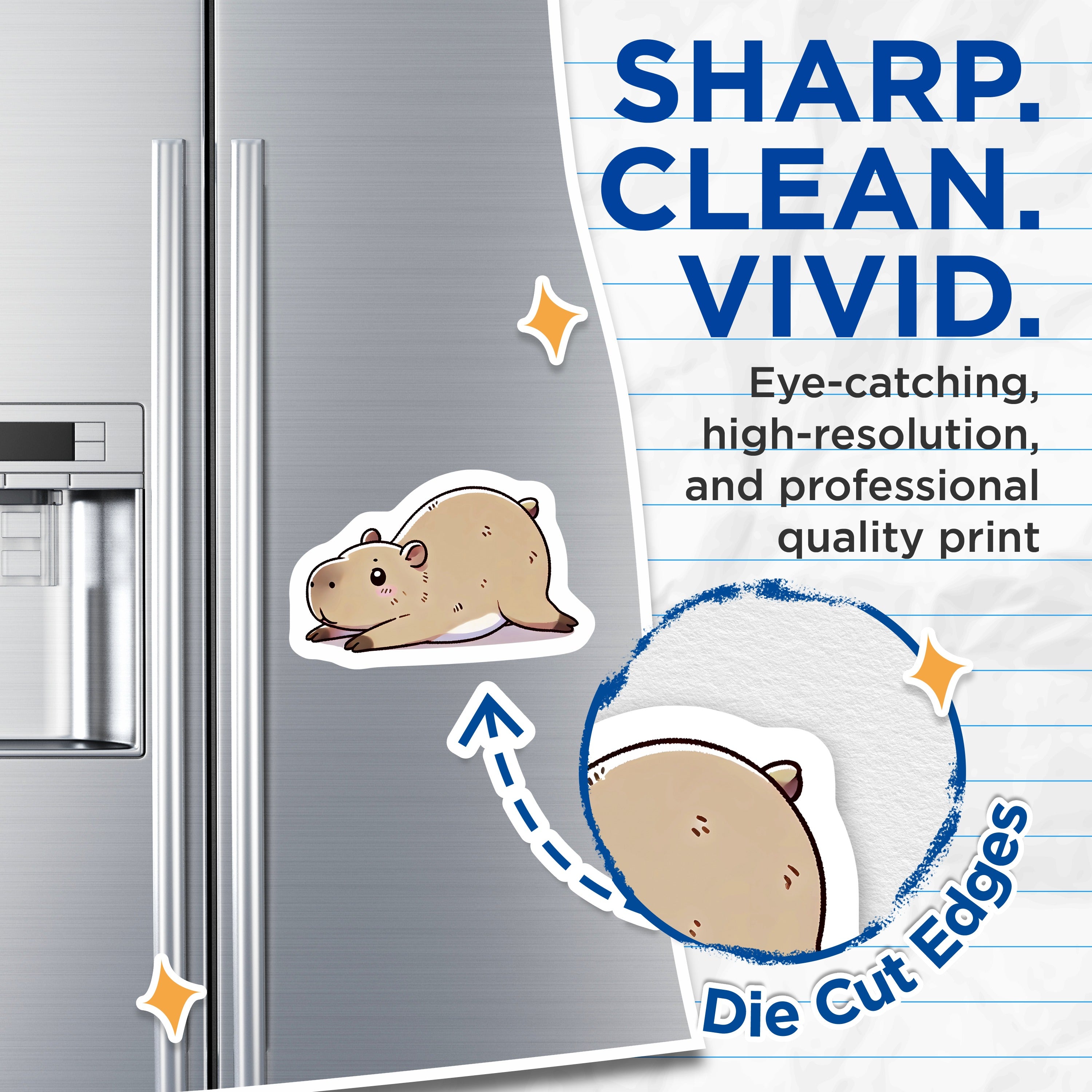 (2 Pack) Kawaii Capybara Magnets - Funny Animal Decor - Refrigerator Accessory for Kitchen Locker - 5 Inches On Longest Side - Thick Durable Magnet - Made in USA - MAG36900