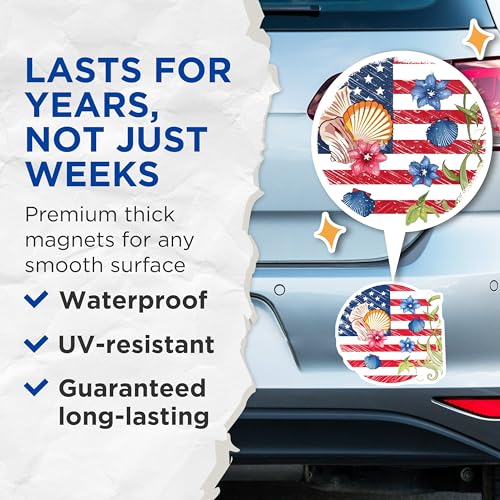 (2 Pack) American Flag Beach Magnets Magnets - Patriotic Coastal Decor - 5" On Longest Side - Made in USA - Sticks to Refrigerators & Metal Surfaces - MAG8991