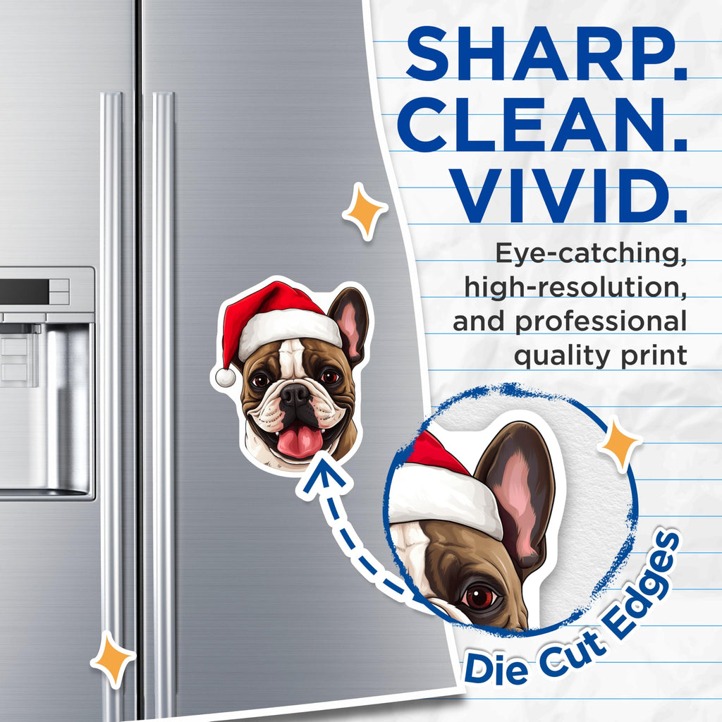 (2 Pack) French Bulldog Magnets - Christmas Dog Decor - Holiday Pet Appliance Art - 5 Inches On Longest Side - Thick Durable Magnet - Made in USA - MAG24892