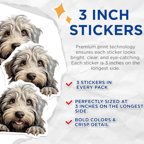 (3 Pack) Cute Dog Decals - Puppy Laptop Decal - Pet Lovers Present - 3 Inches On Longest Side - Easy Peel & Apply - Made in USA - 3MCS8627