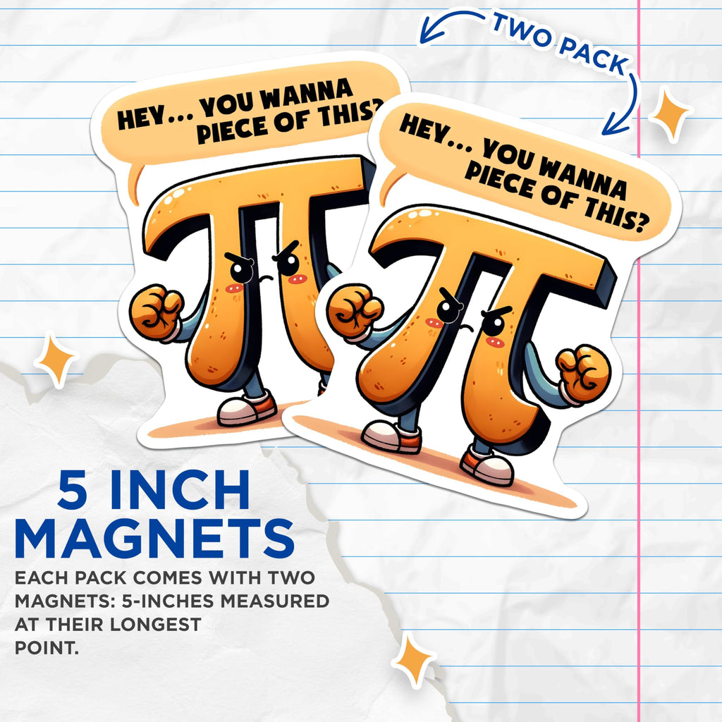 (2 Pack) Funny Nerd Pi Magnets - Math Humor - Geeky Kitchen Decor - Science Enthusiast - Classroom Fun - Teacher Appreciation - 5" On Longest Side - for Cars, Fridges, Toolboxes - Made in USA - MAG816