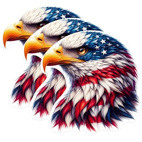 (3 Pack) American Eagle Decals - Patriotic Stickers - Laptop Decals - 3 Inches On Longest Side - Easy Peel & Apply - Made in USA - 3MCS0981