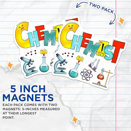 (2 Pack) Chemist Magnets - Science Lover - Laboratory Enthusiast - 5" On Longest Side - for Cars, Fridges, Toolboxes - Made in USA - MAG7840
