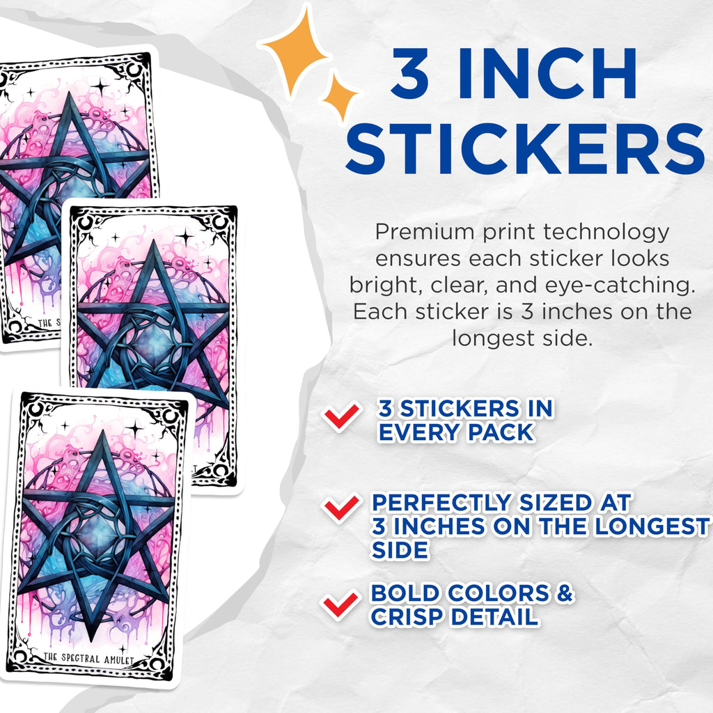 (3 Pack) Spectral Amulet Decals - Occult Star Design - Gothic Laptop Decal - 3 Inches On Longest Side - Easy Peel & Apply - Made in USA - 3MCS2371