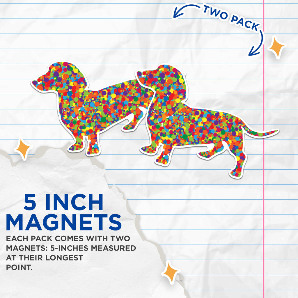(2 Packs) Dachshund Polka Dot Dog Breed Magnets - Weiner Dog Magnets - 5 Inches On Longest Side - Premium Magnet - for Fridges, Toolboxes, Cars - Made in USA - MAG2359