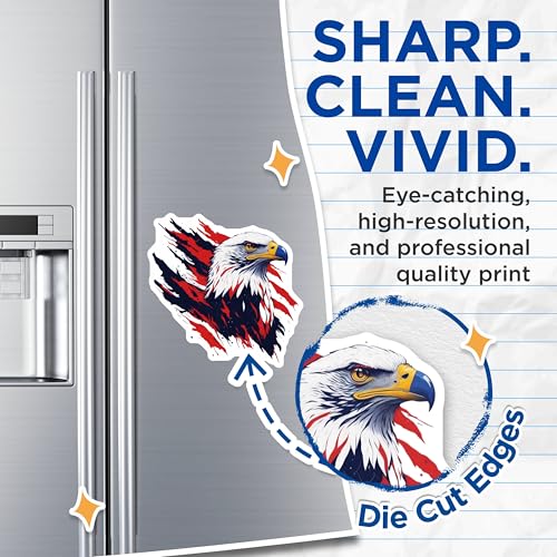 (2 Pack) American Bald Eagle Magnets - Patriotic Decor - Office Refrigerator Art - Bird of Prey Collection - 5" On Longest Side - for Cars, Fridges, Toolboxes - Made in USA - MAG6761