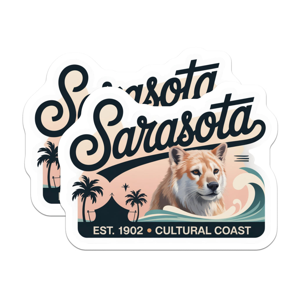 (2 Pack) Sarasota Florida Magnets - Cultural Coast - Golden Retriever Dog Lovers Souvenir - 5" On Longest Side - Premium Magnet - for Cars, Refrigerators, Toolboxes, Lockers - Made in USA - MAG18651