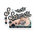 (2 Pack) Sarasota Florida Magnets - Cultural Coast - Golden Retriever Dog Lovers Souvenir - 5" On Longest Side - Premium Magnet - for Cars, Refrigerators, Toolboxes, Lockers - Made in USA - MAG18651