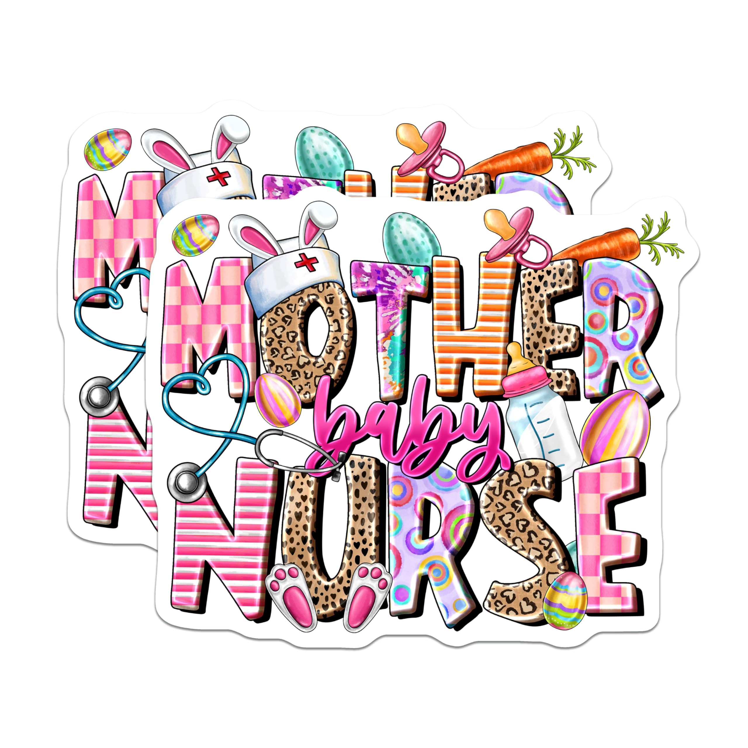(2 Pack) Mother Baby Nurse Magnets - Easter Nurse Appreciation - New Mom RN Student - 5 Inches On Longest Side - Thick Durable Magnet - Made in USA - MAG26411