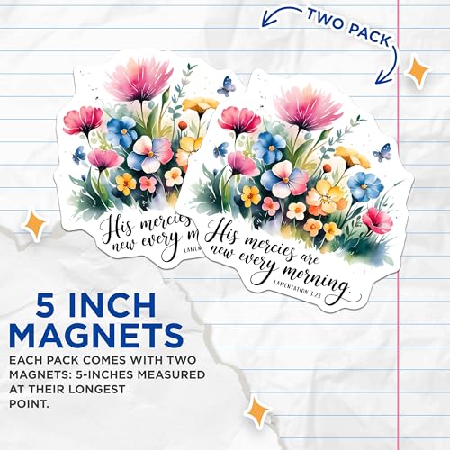 (2 Pack) Inspirational Floral Magnets - Motivational Quote - Daily Reminder Magnets - Flower Magnets - Uplifting Magnets - 5" On Longest Side - for Cars, Fridges, Toolboxes - Made in USA - MAG4115