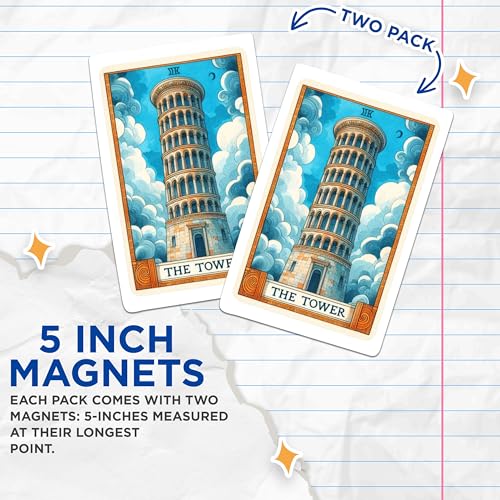 (2 Packs) The Tower Tarot Card Magnets - Spiritual Metaphysical Mystic Magial Magnets - 5 Inches On Longest Side - Premium Magnet - for Fridges, Toolboxes, Cars - Made in USA - MAG2266