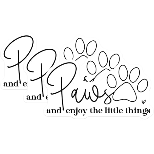 (3 Pack) Paws Enjoy Little Things Decals - Dog Paw Prints - Laptop Decals - 3 Inches On Longest Side - Easy Peel & Apply - Made in USA - 3MCS1892