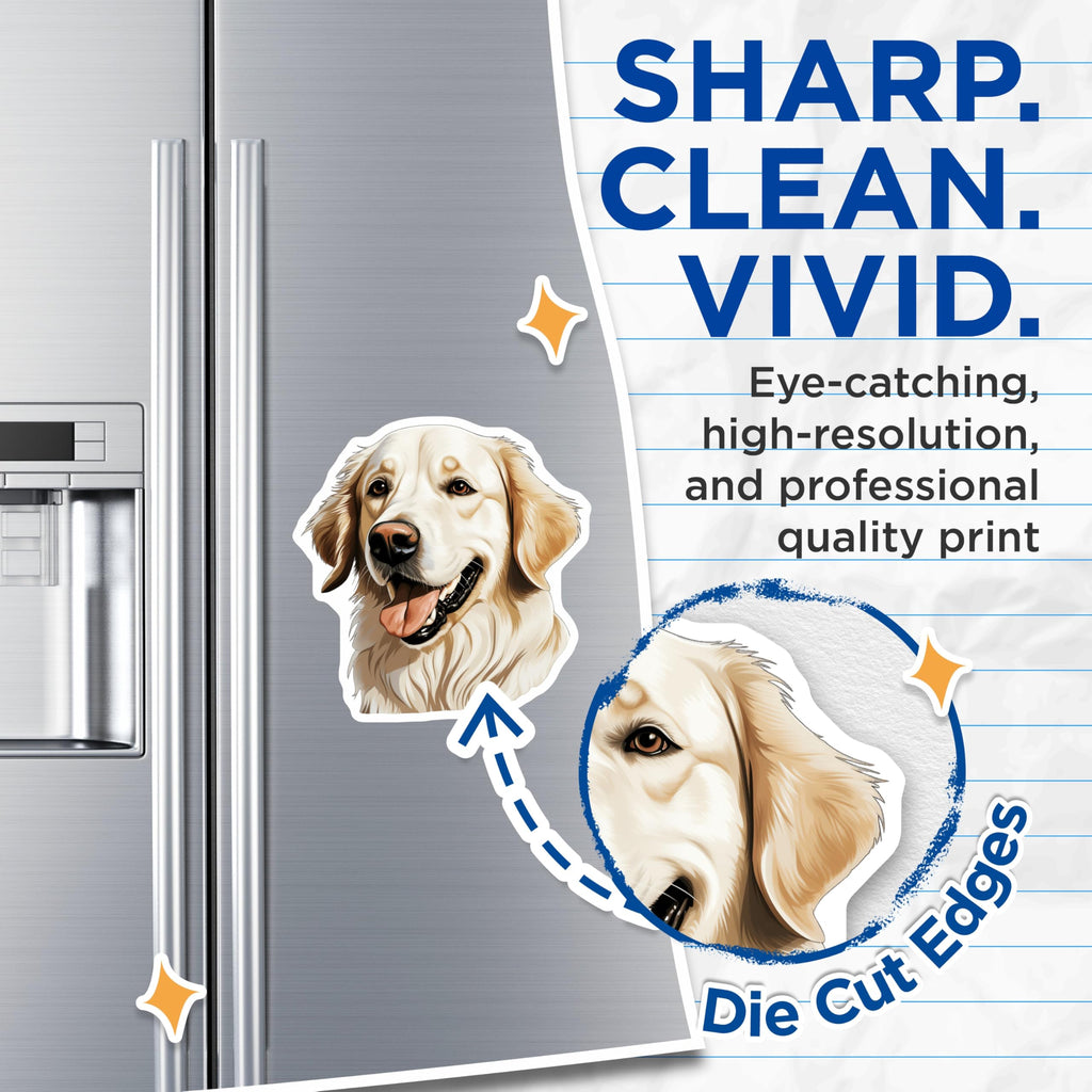 (2 Pack) Golden Retriever Dog Magnets - Happy Retriever Decor - Pet Lover Accessories - 5 Inches On Longest Side - Thick Durable Magnet - Made in USA - MAG26263