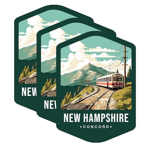 (3 Pack) New Hampshire Decals - Concord NH - Tramway Stickers - 3 Inches On Longest Side - Easy Peel & Apply - Made in USA - 3MCS0370