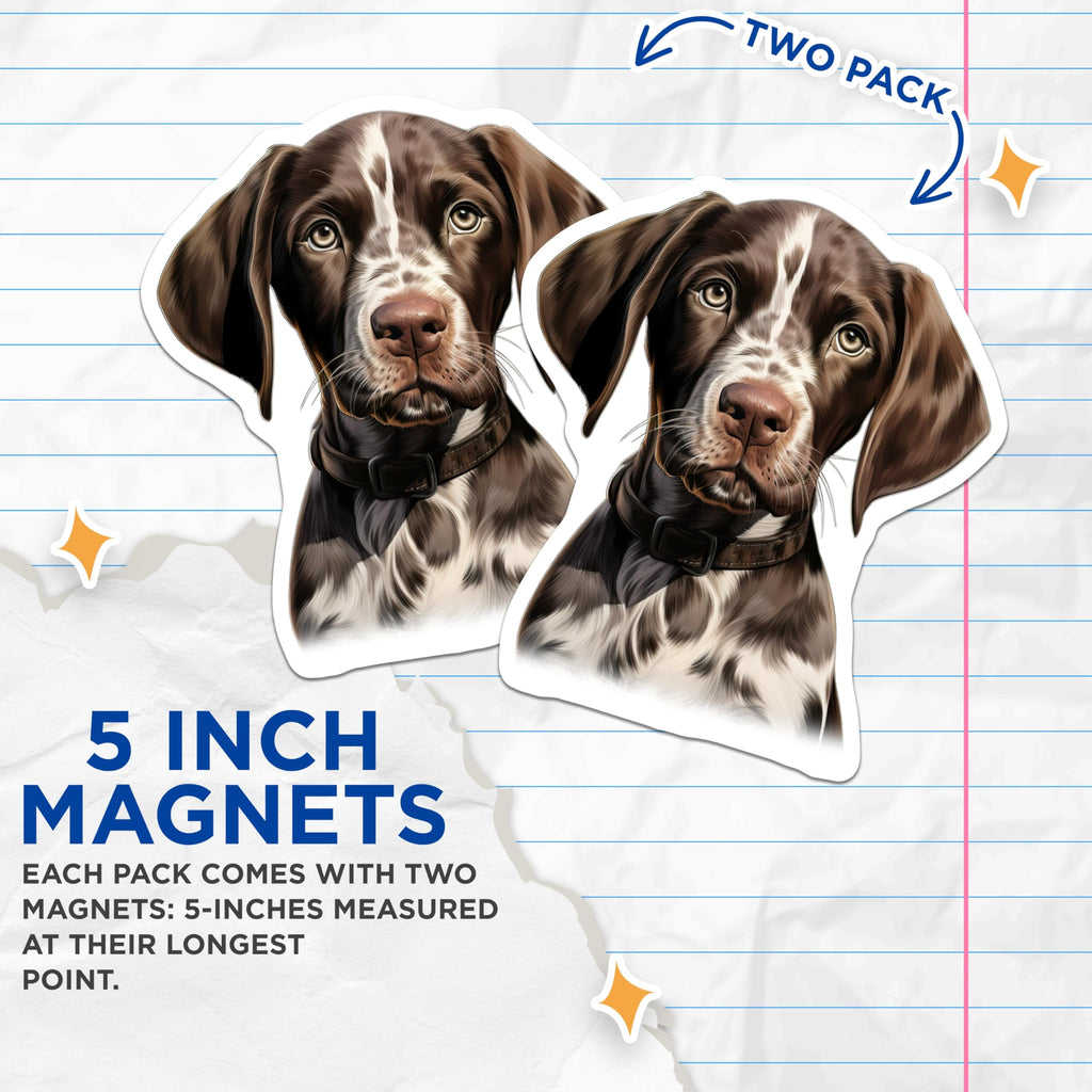(2 Pack) German Shorthaired Pointer Magnets - GSP Dog Lover - Cute Puppy Decor for Fridge - 5 Inches On Longest Side - Thick Durable Magnet - Made in USA - MAG27477