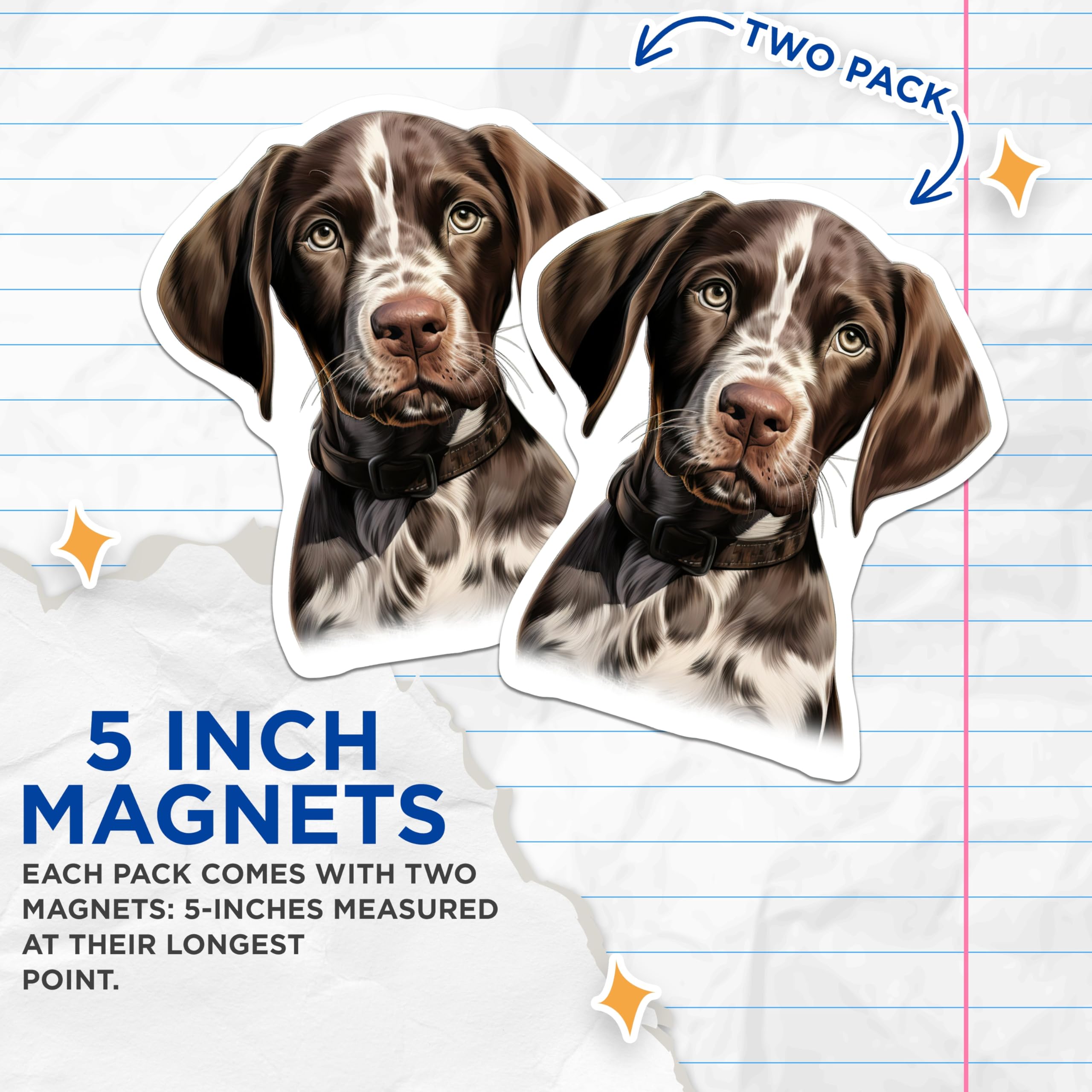 (2 Pack) German Shorthaired Pointer Magnets - GSP Dog Lover - Cute Puppy Decor for Fridge - 5 Inches On Longest Side - Thick Durable Magnet - Made in USA - MAG27477
