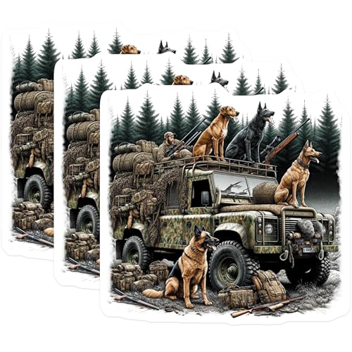 (3 Pack) Hunting Dog Decals - Camo Truck Stickers - Hunter Laptop Accessories - 3 Inches On Longest Side - Easy Peel & Apply - Made in USA - 3MCS7422