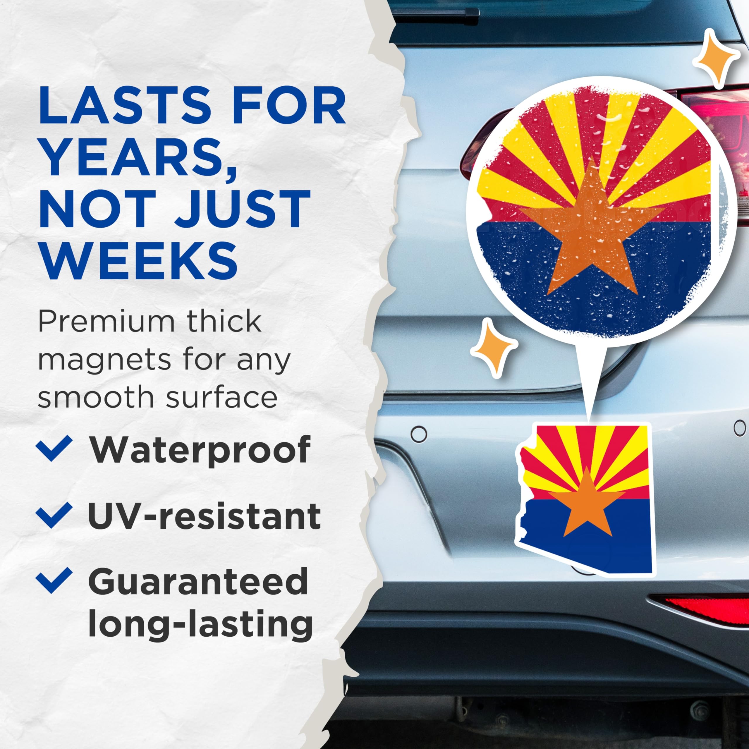 (2 Pack) Arizona State Flag Magnets - Arizona Souvenir - Arizona Pride - 5" On Longest Side - Premium Magnet - for Cars, Refrigerators, Toolboxes, Lockers - Made in USA - MAG18740