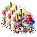 (3 Pack) Arizona Decals - Desert Cactus - State Pride Laptop Stickers- 3 Inches On Longest Side - Easy Peel & Apply - Made in USA - 3MCS5281