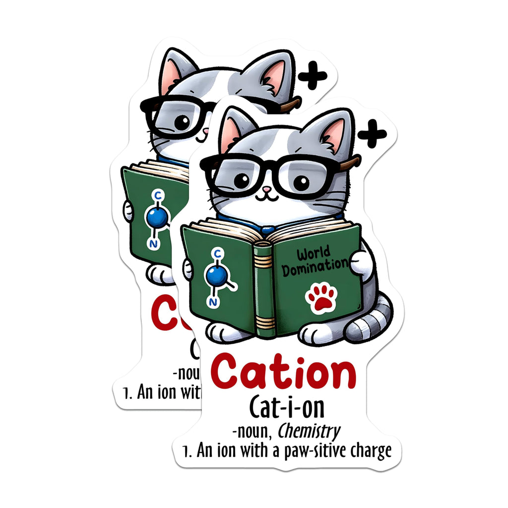 (2 Pack) Cation Magnets - Chemistry Cat Puns - 5" On Longest Side - for Cars, Fridges, Toolboxes - Made in USA - MAG8028