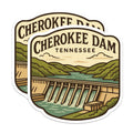 (2 Pack) Cherokee Dam Magnets - Tennessee River Landmark - Scenic Travel Souvenir - 5 Inches On Longest Side - Thick Durable Magnet - Made in USA - MAG20083