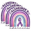 (3 Pack) Alzheimers Awareness Decals - Purple Ribbon Rainbow Sticker - Laptop Decals - 3 Inches On Longest Side - Easy Peel & Apply - Made in USA - 3MCS8557