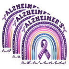 (3 Pack) Alzheimers Awareness Decals - Purple Ribbon Rainbow Sticker - Laptop Decals - 3 Inches On Longest Side - Easy Peel & Apply - Made in USA - 3MCS8557