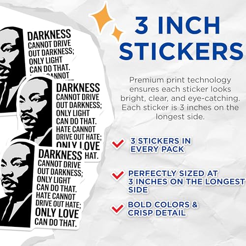 (3 Pack) Martin Luther King Decals - MLK Quote - Inspirational Decals - 3 Inches On Longest Side - Easy Peel & Apply - Made in USA - 3MCS2534