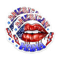 (2 Pack) American Mama Magnets - Patriotic Lips USA Decor - Fourth of July Celebration - Strong Mom Aesthetic Fridge - 5 Inches On Longest Side - Thick Durable Magnet - Made in USA - MAG24281