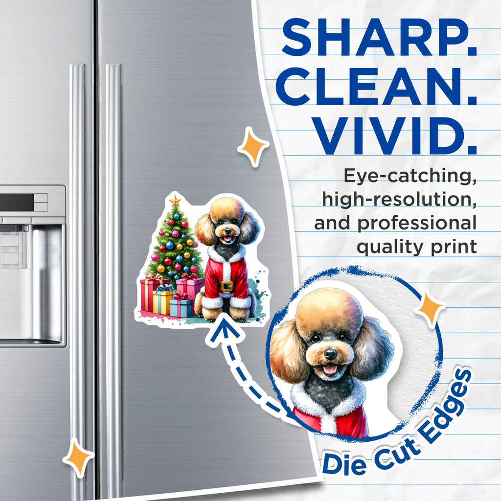 (2 Pack) Poodle Santa Dog Magnets - Christmas Pet Art Decor - Festive Holiday Refrigerator Magnets for Dog Lovers - 5 Inches On Longest Side - Thick Durable Magnet - Made in USA - MAG26773