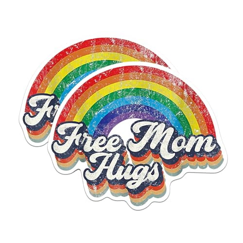 (2 Pack) Free Mom Hugs Gay Pride Magnets - LGTBQ Magnet - Gay Pride Month Magnet - 5" On Longest Side - Premium Magnet - for Cars, Refrigerators, Toolboxes, Lockers - Made in USA - MAG1691